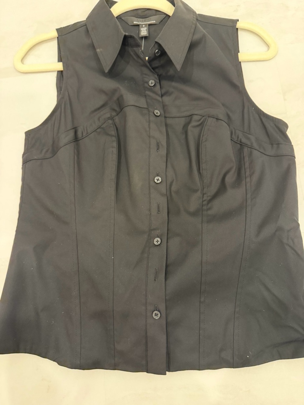 White House Black Market Black Sleeveless Button-Down Shirt
